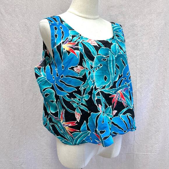 Hilo Hattie vintage‎ crop sleeveless boxy top Size XL Tropical Print 100% cotton - Picture 11 of 12